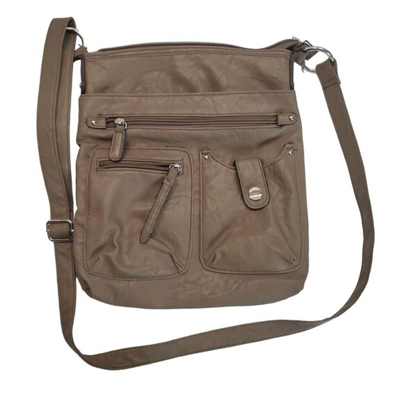 Rosetti Brown Leather Shoulder Bag With Multiple Compartments Zip Closure - Picture 1 of 16